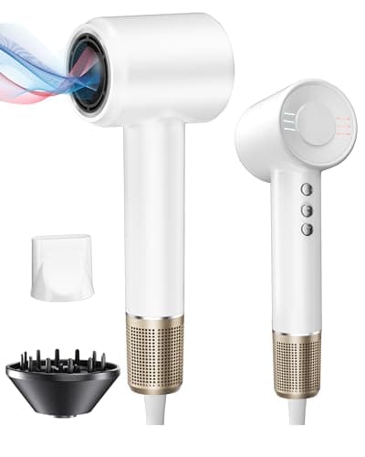 Bopcal Hair Dryer - 1-5 Mins Fast Drying Ionic Blow Dryer, 150,000RPM High-Speed, 500M Negative Ions Reduce 70% Frizz, Low Noise with Magnetic Diffuser & Nozzle, Home Travel Salon Use, Dark Black - Image 1