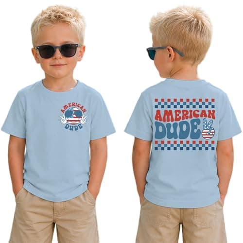 SANIXJOO Toddler Boys 4th of July T-Shirt American Dude Patriotic Independence Day Outfit Cool Sunglass Graphic Summer Tops(Blue-2,2-3T) - Image 1