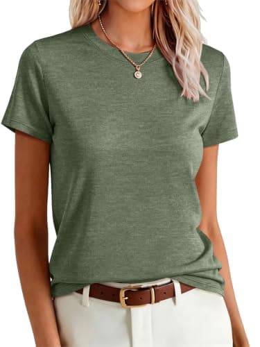 UNCLECAT Womens Short Sleeve Tops Summer Basic T Shirts Crewneck Causal Tee - Image 1