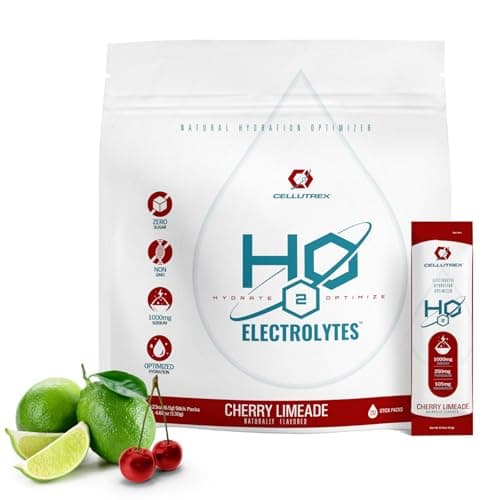 Cellutrex® H2O Electrolytes – Electrolyte Powder Drink Mix, Zero Sugar, Natural Himalayan Salt Hydration Packets for Recovery and Wellness, FSA-HSA, Cherry Limeade, 20 Sticks - Image 1