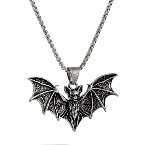 YWMAN Bat Necklace for Men - Stainless Steel Vampire Pendant, Gothic Halloween Goth Jewelry (silver) - Image 1
