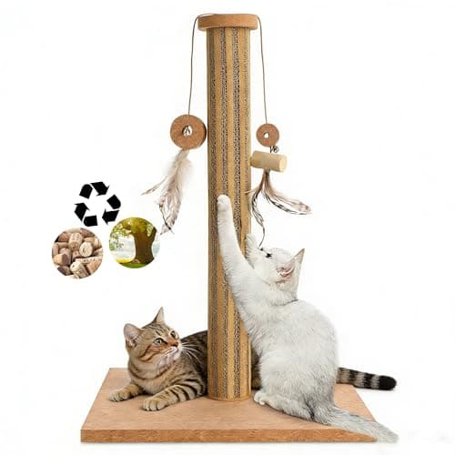 Natural Cork Vertical Cat Scratching Post-Cork-cat Scratcher with Feather Toy-cat Tree-cat scratchers for Indoor Cats Toys Stable Base-Eco-Friendly-Safe-Noise-Reducing for Claw Health-Home Decorate - Image 1