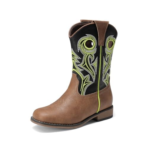 DREAM PAIRS Boys Cowboy Boots Kids Classic Western Boots Square Toe Girls Cowgirl Boots for Toddler/Little Kid/Big Kid,Size 10 Toddler,Black/Tan,SKMB26001K - Image 1