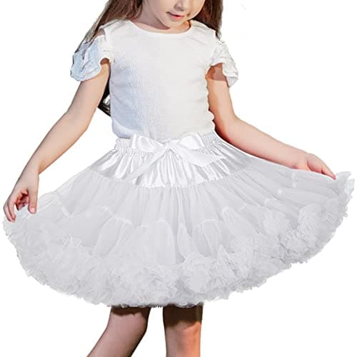 XinChangShangMao Girl's Petticoat, Baby Girls Soft Tutu Skirt Fluffy Pettiskirt Princess Ballet Dance Skirts White - Image 1