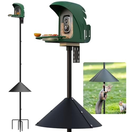 PerchMe Bird Feeder Pole with Squirrel Baffle, 91'' Inch Heavy-Duty Bird House Pole for Outdoors,Adjustable Height,Universal Mount Kit for Bird Feeder Camera &Bird House (Adapter Included) - Image 1