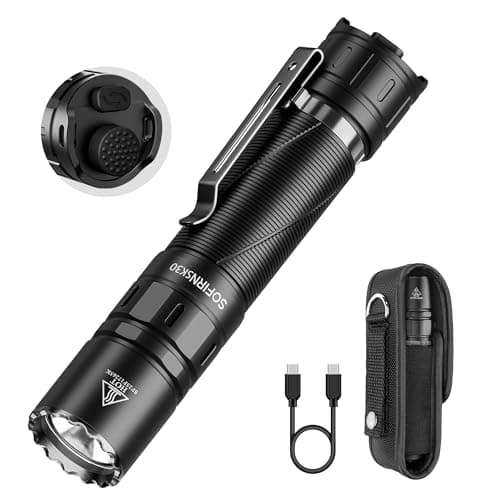 Sofirn SK30 Tactical Flashlight Rechargeable, 3000 High Lumens Pocket Flashlight with Holster, Dual Tail Switches 6 Modes IPX8 Waterproof LED Flashlight for Emergency, Work, Outdoor & EDC - Image 1