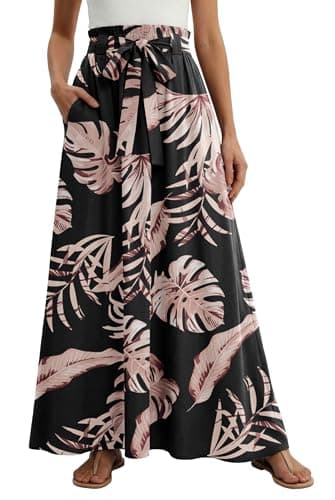 Lepunuo Floral Maxi Skirts Cute Flowy Casual High Waisted Flowy Maxi Skirts Trendy Skirts with Pockets - Image 1