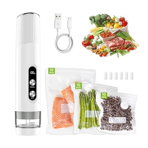 Compact Vacuum Sealer for Food, Cordless Handheld Vacuum Sealer Machine with 30 Reusable Bags, 1800mAh Rechargeable Portable Food Saver for Sous Vide, Meal Prep, Meat & Vegetables - Image 1
