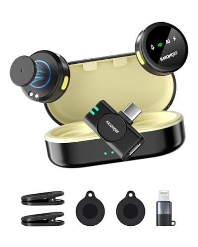 KASOHQEE Wireless Lavalier Microphone for iPhone 16/15/14/13, iPad & Android, Magnetic Clip-on Mini Mic with Charging Case,30H Playtime Plug-Play Lapel Lavalier Mic for Vlog TikTok, AI Noise Reduction - Image 1
