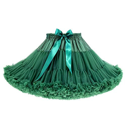 XinChangShangMao Women's Elastic Waist Chiffon Petticoat Puffy Tutu Tulle Skirt Princess Ballet Dance Pettiskirts Underskirt (Dark Green) - Image 1
