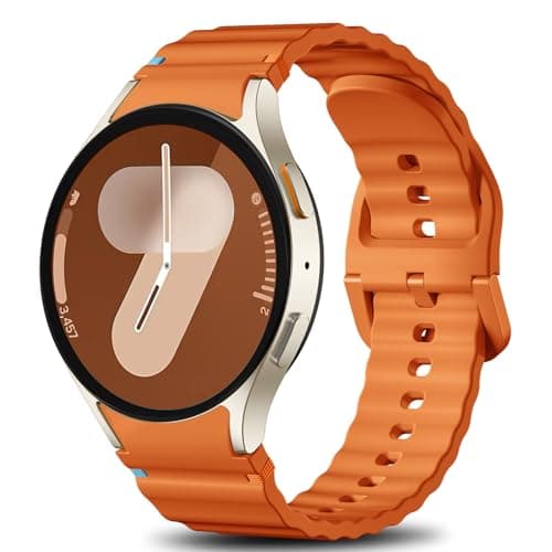 Ynitec Sport Bands Compatible with Samsung Galaxy Watch 7 6 5 4 Band 40mm 44mm Women Men - No Gap Soft Silicone Strap for Smart Watch S 7 6 5 4 FE, 20mm Wristbands for GalaxyWatch, Orange - Image 1