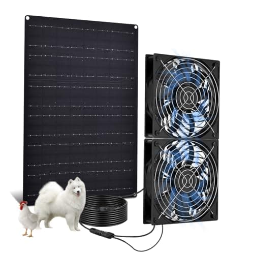 VOOTEGO Solar Fan for Greenhouse 25W Solar Exhaust Fans Panel & 2-Pack, Solar Fan for Chicken Coop Intake or Exhaust Air Cooling Doghouses Pet House Air Ventilation and Circulation - Image 1