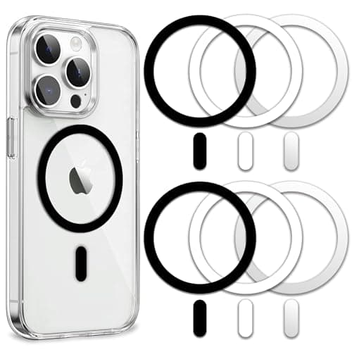 Python Trend One Metal Ring Compatible with MagSafe Sticker Designed for iPhone 12~17, Circle Magnetic Magnet Adapter Rings for Phone Case (Black White Silver)