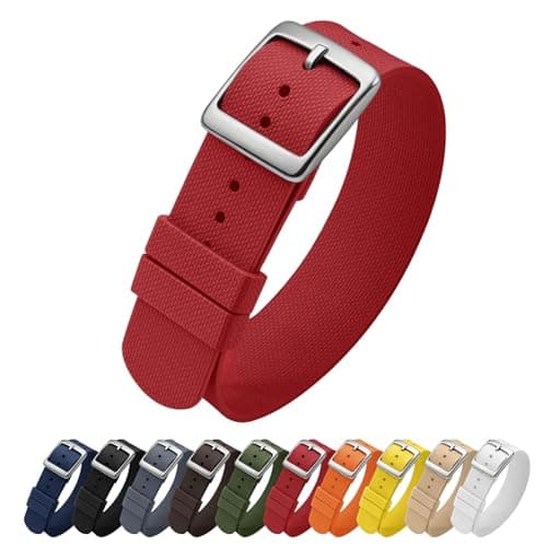 ULLCHRO Watch Strap FKM Rubber Watch Strap 20mm Waterproof Silicone Replacement Band 22mm, Soft Rubber for Man Watch Band (20mm, Red) - Image 1