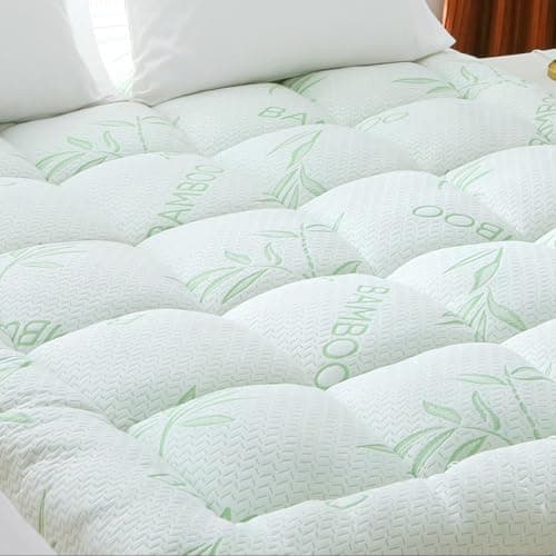 Extra Thick Mattress Topper Full Size, Waterproof Soft Viscose Derived from Bamboo, Pillow Top Mattress Pad, Mattress Cover 1000GSM Filling with Deep Pocket for Back Pain Relief