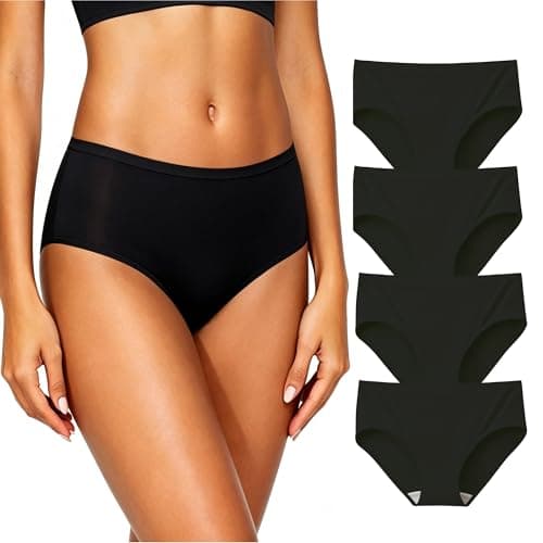 Battewa Cotton Anti Odor Underwear for Women OEKO-TEX Certified Breathable Ladies Hipster Panties Comfy Moisture Wicking Briefs 4 Packs (Black, Medium) - Image 1
