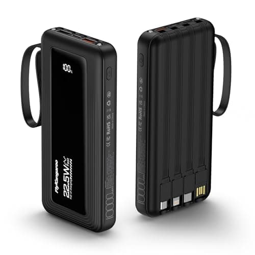 FlyKangaroo Portable Charger with Built in Cables, Slim 10000mAh Fast Charging 22.5W Power Bank USB C LED Display Battery Pack 6 Outputs & 2 Inputs for iPhone Samsung Pixel LG Moto iPad - Image 1
