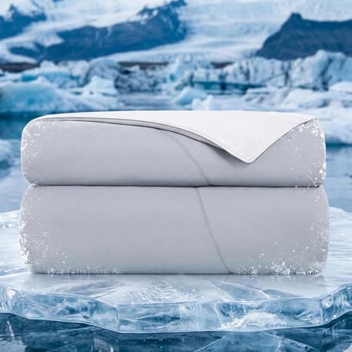 Topcee Cooling Comforter 108"x90"-Cooling Blanket Everlasting Cold Touch for Hot Sleepers-Q-max 0.35 Double-Sided Lightweight Design Summer Ice Blanket for Night Sweats-Grey King - Image 1
