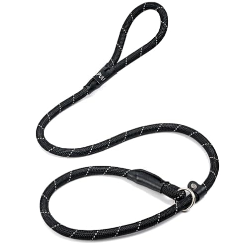Reflective Slip Leads for Dogs,6FT x 1/2" Dog Leash Heavy Duty Strong Rope Lead for Large, Medium Dogs, No Pull Pet Training Leash(Black, Large(1/2in-4ft)) - Image 1
