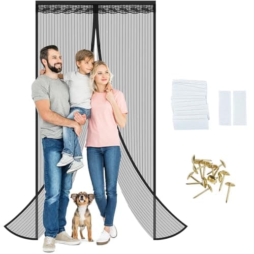 Magnetic Screen Door, Fit Door Size 32 x 80 Inch, Self Sealing Magnets,Keep Bugs Out, Flame Retardant, Anti-Scratch,for Sliding Door, Front Doors(S-32 x 80in-Lace Border) - Image 1