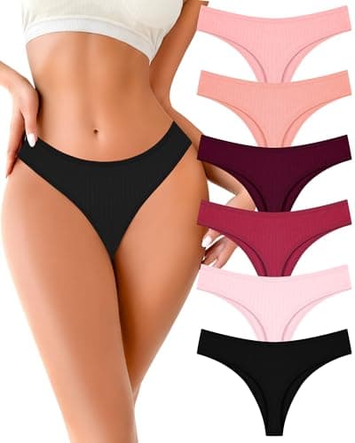 FINETOO Underwear women pack Soft Low Rise Sexy Thong Outfits for Womens Underwear 6 Pack XS-XXXL - Image 1