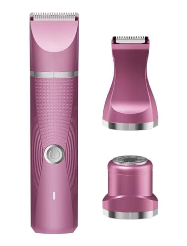 Unibono Pubic Hair Trimmer Women - Waterproof Bikini Trimmer, Rechargeable 3-in-1 Electric Razor, Personal Trimmer Groomer for Body Hair, Cordless Lady Shaver for Legs, Underarms, Face (Rose Red) - Image 1