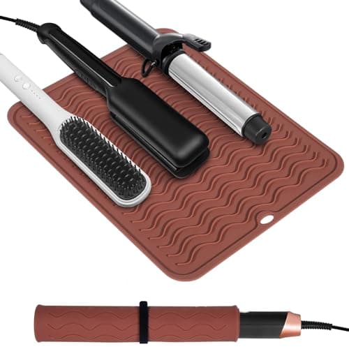 Quccefods Heat Resistant Mat Oversize Curling Iron Mat Silicone Hot Hair Tools Mat for Hair Straightener,Flat Irons,Hair Styling Tools Countertop protection Portable Travel Mat 14.2" x 11" - Image 1