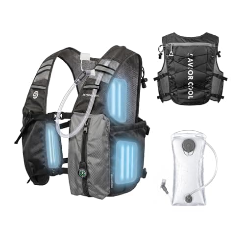 SAVIOR COOL Cooling Hydration Vest with Cooling Packs, 2L BPA-Free Water Bladder, Lightweight Running Vest for Hiking, Cycling & Marathon Training