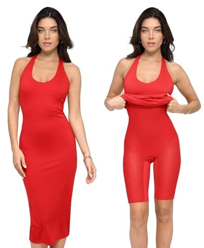 Popilush Casual Dress Halter Casual Dress for Women Bodycon Midi Dress for Tummy Control Party Club Date Dress for Women - Image 1