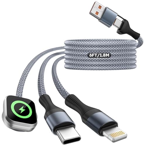 Cruise Essentials 2026, 3 in 2 Multi Charging Cable for iPhone Watch Charger/iPhone 17/IP, iWatch Charger, Travel Camping Essentials Compatible with iWatch 11-2/Ultra/iPhone 17-8,Car (6FT, White) - Image 1