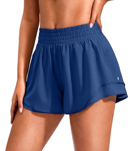 Soothfeel Running Shorts for Women High Waisted 2.5" Flowy Women's Athletic Workout Shorts with Liner Quick Dry Tennis Shorts Deep Blue Small - Image 1