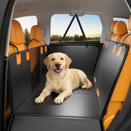 FALDAA Dog Car Seat Cover Hard Bottom, 400LBS Back Seat Extender for Dogs, Waterproof PU Leather Dog Hammock, Heavy Duty Dog Seat Protector for Car SUV Truck