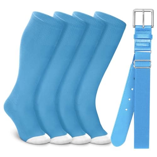 XZQTIVE Baseball Socks (2 Pairs) + Belt Combo for Youth & Adult – Softball Team Gear,Light Blue - Image 1