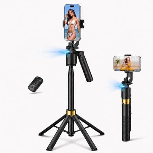 70" Auto Face Tracking Phone Holder, 360ยฐ Rotation Phone Tripod with Wireless Remote and Phone Holder, Selfie Stick Tripod for iPhoneใAndroid Phone, Applied to YouTube, Vlog/TIK Tok - Image 1