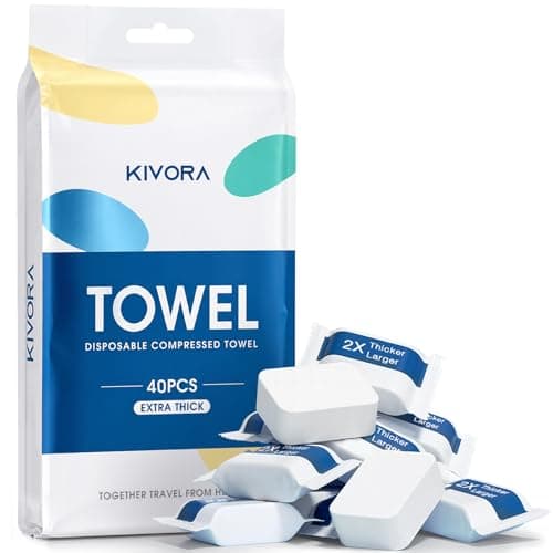 KIVORA Extra Thick Compressed Towel Tablets – Disposable Face Towels & Washcloths for Travel, Camping & Outdoor Use, 40 Pack Super Absorbent Cotton Towels for Emergency & Everyday Care - Image 1
