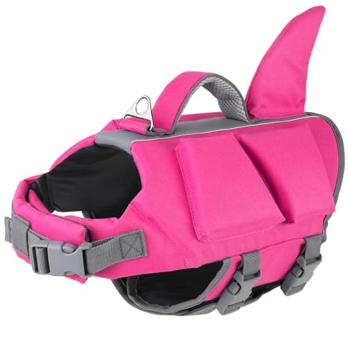 Dogcheer Dog Shark Life Jacket with Extra Foam, High Buoyancy Dog Life Vest with Rescue Handle for Swimming Boating, Reflective Adjustable Puppy Swim Vest for Small Medium Large Dogs, Pink - XL - Image 1