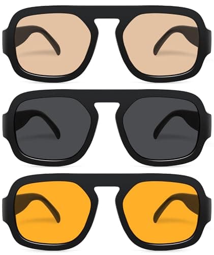 YMRFW Retro Square Aviator Sunglasses for Women Men 70s Vintage style Shades Trendy Flat Top UV Protection Sun Glasses - Image 1