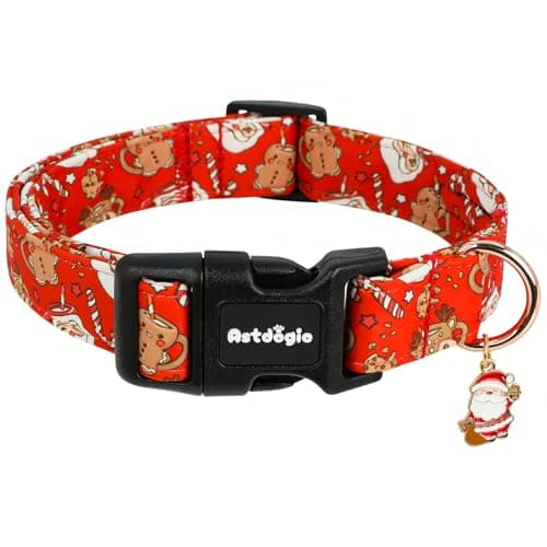 Astdogio Christmas Dog Collar for Extra Small Dogs, Adjustable Red Small Dog Collars with Santa、Gingerbread & Reindeer Pattern, Winter Dog Collar Cute Dog Christmas Collar Festive Collar for Dogs-XS