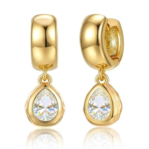 Gold Dangle Earrings Small Chunky Earrings for Women Trendy 14K Gold Plated Hypoallergenic Cute Thick Huggie Hoops Earring Jewelry for Women Gifts - Image 1