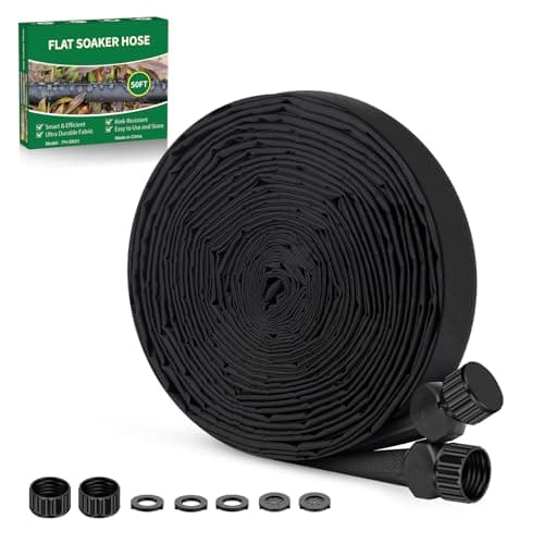 Friyvilo Soaker Hose 50 ft, 1/2 Linkable Consistent Drip Irrigation Hoses, Garden Hose With Drip Irrigation System, Leakproof Design Water Hose, Save 80% of Water for Garden, Farm, Orchard Plantation - Image 1