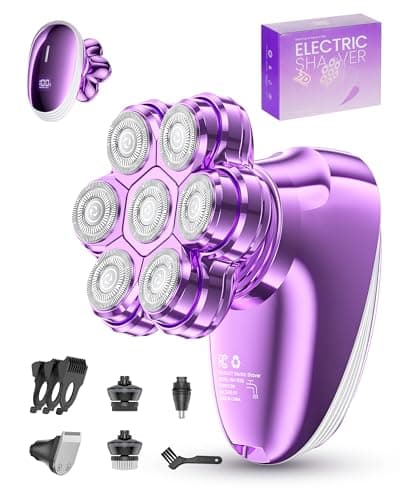 5-in-1 Electric Razors for Women, 7D Magnetic Heads Full Body Shaver, Waterproof Wet Dry Hair Remover with LED Display, Rechargeable Bikini Trimmer for Underarms, Face, Legs, Lips, Arms (Purple) - Image 1