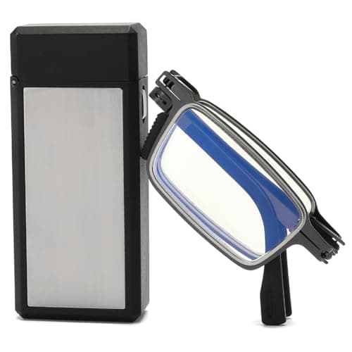 TOVEEN Compact Folding Reading Glasses for Men, Lightweight Ultra Thin Anti Blue Ray Readers with Durable Portable Case 3.5+ - Image 1