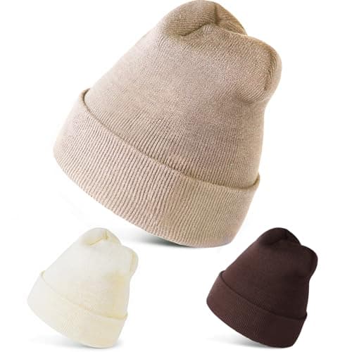 DEBAIY 3Pack Beanies Hats Knitted Caps for Men & Women & Teen (Coffee Brown/Cream White/Beige) - Image 1