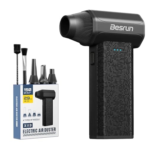 Besrun Electric Air Duster - 110,000 RPM Compressed Air Duster, 120W Cordless Air Blower for Computer Keyboard,House, Outdoor & Car, 3-Speed Rechargeable Mini Turbo Fan, Type-C Fast Charge (X113) - Image 1