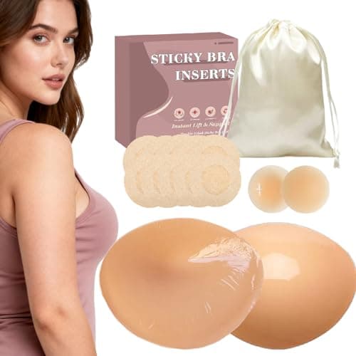 JULZYTH Double Sided Sticky Bra Inserts | Natural Push Up Adhesive Bra Pads | Stick on Bra for Bikini Swimsuits, S - Image 1
