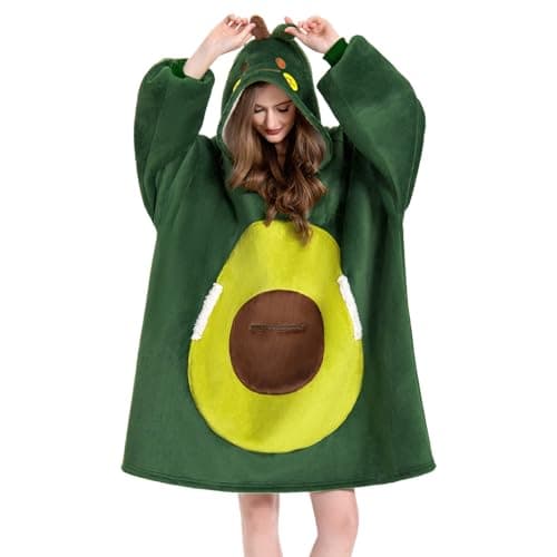 OLAOLA Avocado Wearable Blanket Hoodie for Adult, Oversized Animal Hooded Blanket with Pockets & Sleeves, Soft Sherpa Avocado Style Sweatshirt Comfy for Birthday Gifts - Image 1