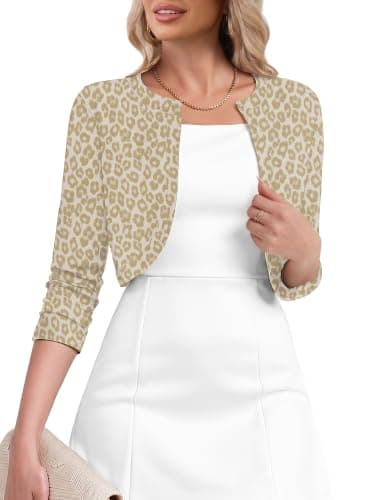 Heymoments Cardigan for Women 3/4 Sleeve Shrug, Floral, Large - Image 1