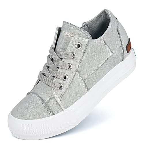 JENN ARDOR Wedge Sneakers for Women Canvas Casual Platform Shoes Fashion Hidden Wedges Lace Up Sneaker Non Slip Side Zipper - Image 1
