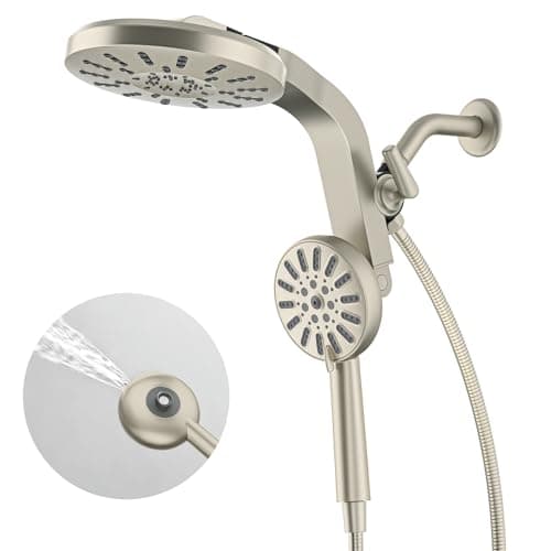 INAVAMZ High Pressure Rain Shower Head with Handheld Combo, Magnetic Dual Shower Head, 8 Spray Handheld and Rainfall Showerhead, Adjustable Angle, Detachable Handheld with Power Jet Nickel - Image 1