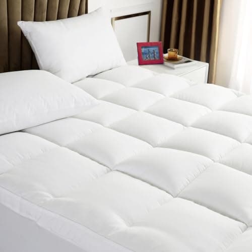 TESIONE Full XL Mattress Topper - Extra Thick Mattress Pad Cover - Pillow Top with Soft Breathable Spiral Fiber Filling, 8-21 Inch Deep Pocket, Cooling, White - Image 1